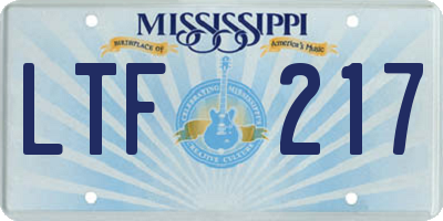 MS license plate LTF217