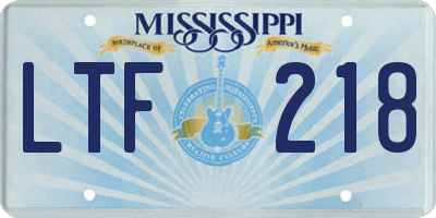 MS license plate LTF218