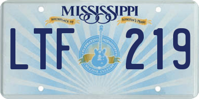 MS license plate LTF219