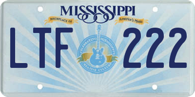 MS license plate LTF222