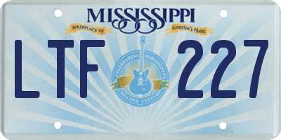 MS license plate LTF227