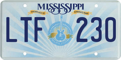 MS license plate LTF230