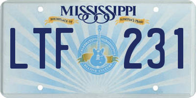 MS license plate LTF231