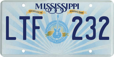 MS license plate LTF232