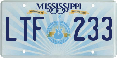 MS license plate LTF233