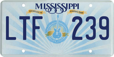 MS license plate LTF239