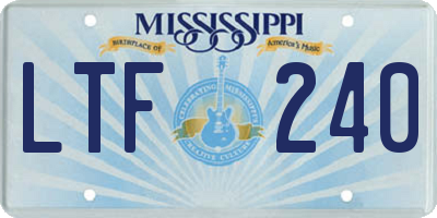 MS license plate LTF240