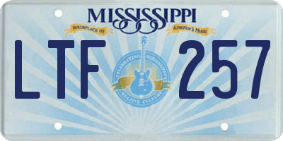 MS license plate LTF257