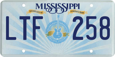 MS license plate LTF258