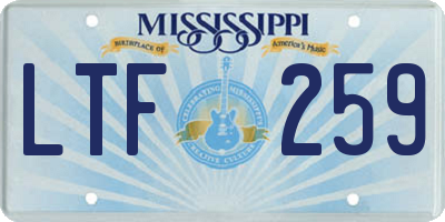MS license plate LTF259
