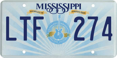MS license plate LTF274