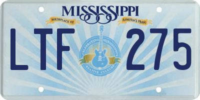 MS license plate LTF275