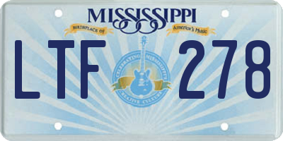 MS license plate LTF278