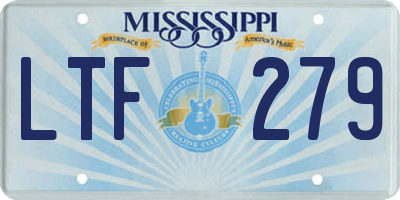 MS license plate LTF279