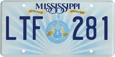 MS license plate LTF281