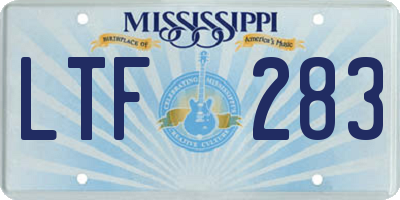 MS license plate LTF283