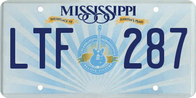 MS license plate LTF287