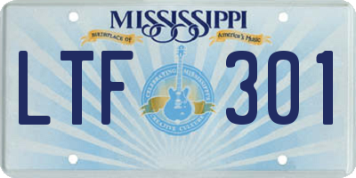 MS license plate LTF301