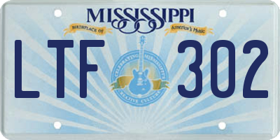 MS license plate LTF302