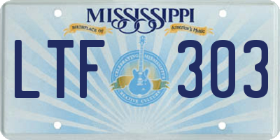 MS license plate LTF303