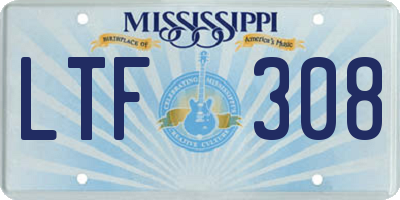 MS license plate LTF308