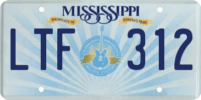 MS license plate LTF312