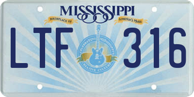 MS license plate LTF316