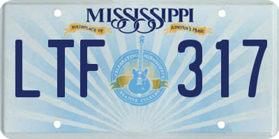 MS license plate LTF317