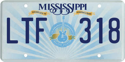 MS license plate LTF318