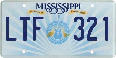 MS license plate LTF321
