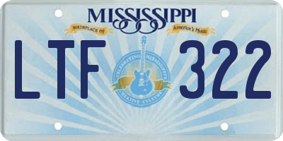 MS license plate LTF322