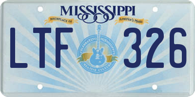 MS license plate LTF326