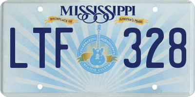 MS license plate LTF328
