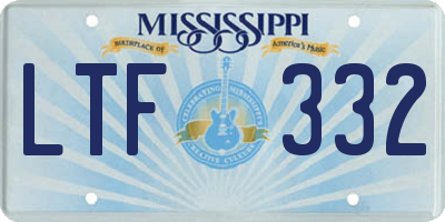 MS license plate LTF332