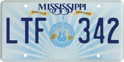 MS license plate LTF342