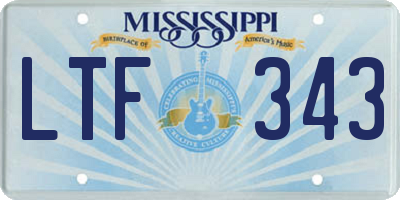 MS license plate LTF343