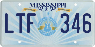 MS license plate LTF346