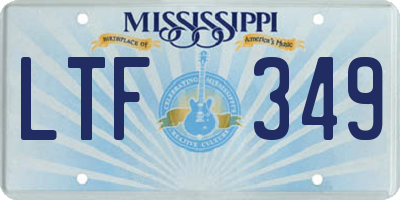 MS license plate LTF349