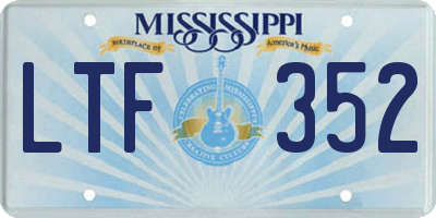MS license plate LTF352