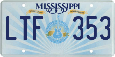 MS license plate LTF353