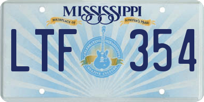 MS license plate LTF354