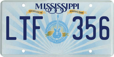 MS license plate LTF356