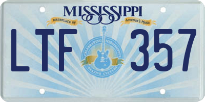 MS license plate LTF357