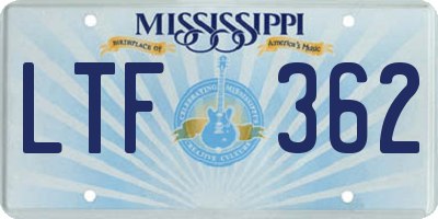 MS license plate LTF362