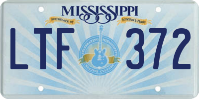 MS license plate LTF372