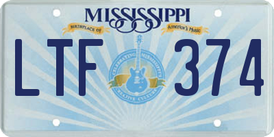 MS license plate LTF374