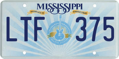 MS license plate LTF375
