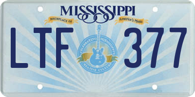 MS license plate LTF377