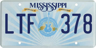 MS license plate LTF378