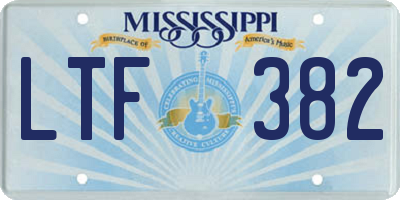 MS license plate LTF382